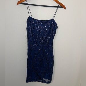 Lovely Day Midnight Blue Sequin Mini Dress